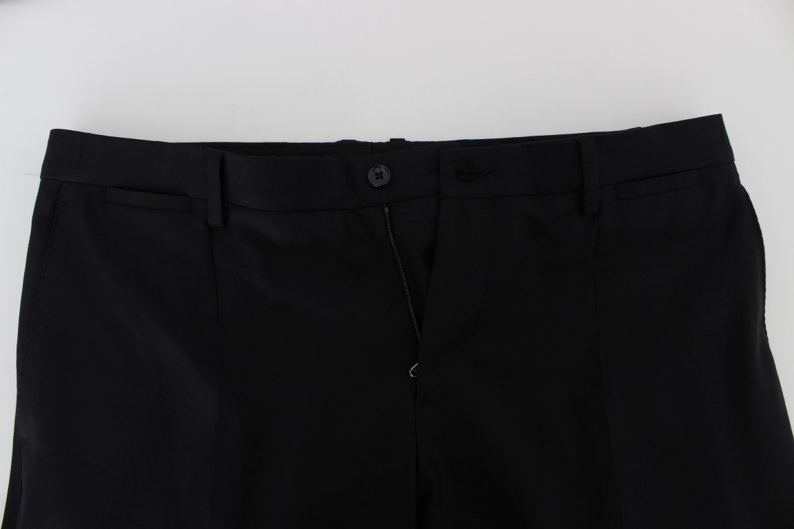 Blue Wool Silk Dress Formal Pants
