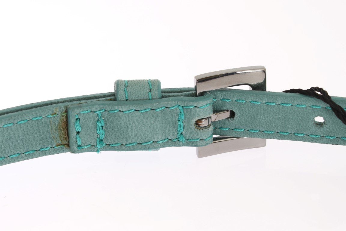 Blue Leather Silver Buckle Belt