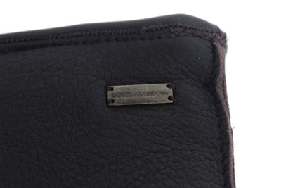 Brown Leather Cashmere Gloves