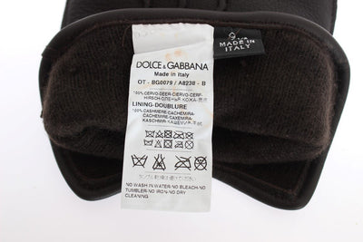Brown Leather Cashmere Gloves