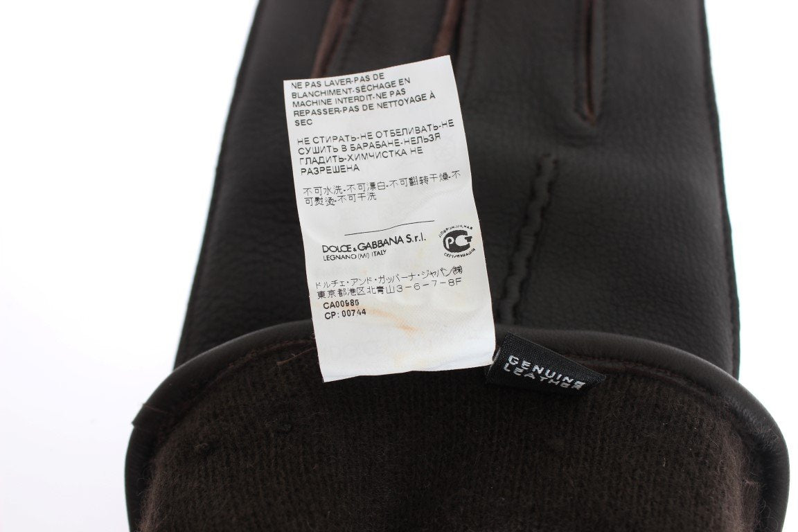 Brown Leather Cashmere Gloves