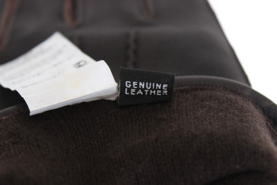 Brown Leather Cashmere Gloves
