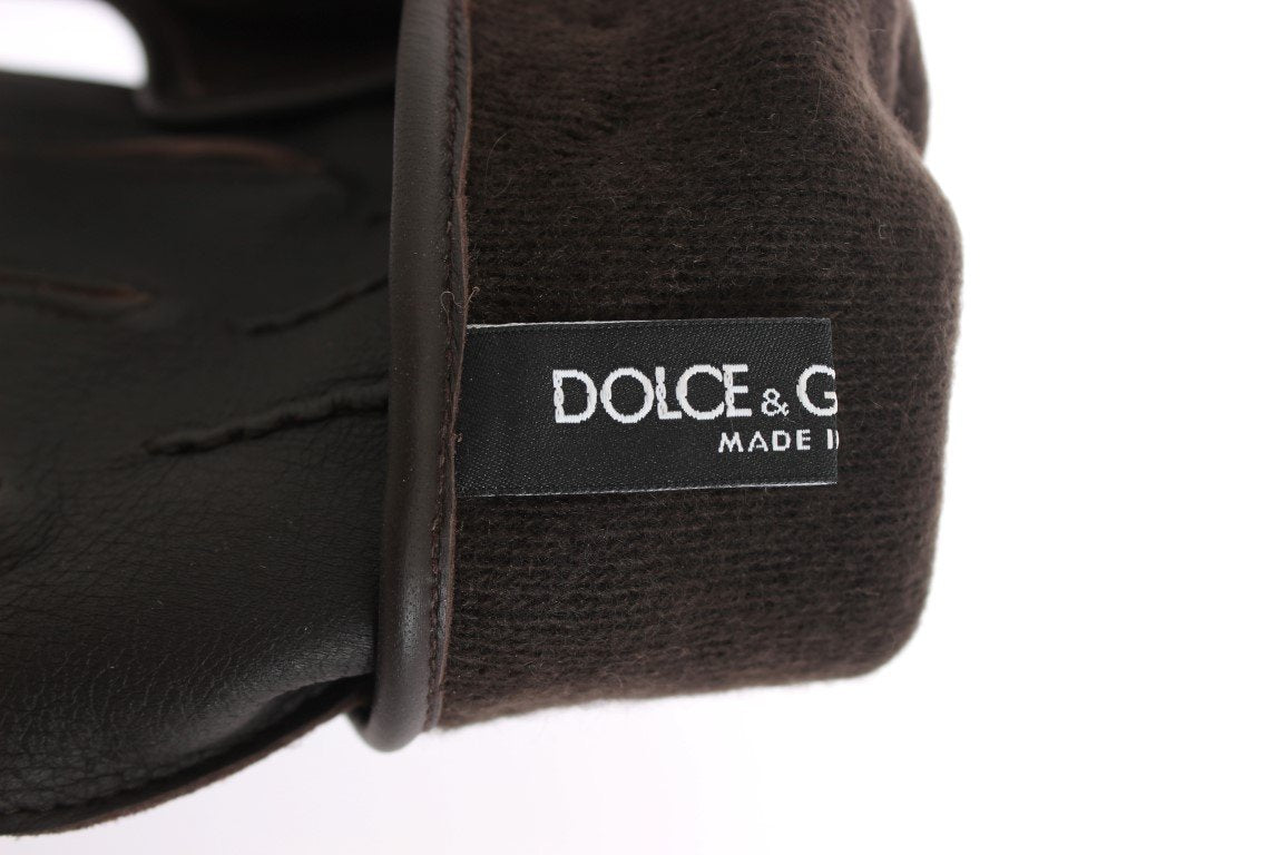 Brown Leather Cashmere Gloves