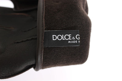 Brown Leather Cashmere Gloves