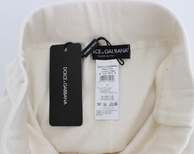White Wool Stretch High Waist Tights Pants