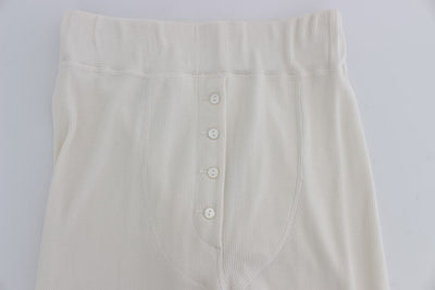 White Wool Stretch High Waist Tights Pants