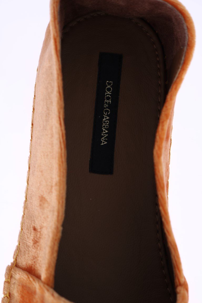 Orange Velvet Crystal Espadrilles Shoes