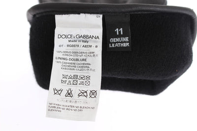 Black Leather Cashmere Gloves