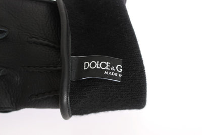Black Leather Cashmere Gloves