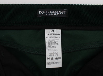Green Cotton Stretch Corduroys Jeans