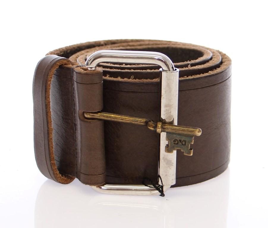 Brown Leather Logo Waist Belt