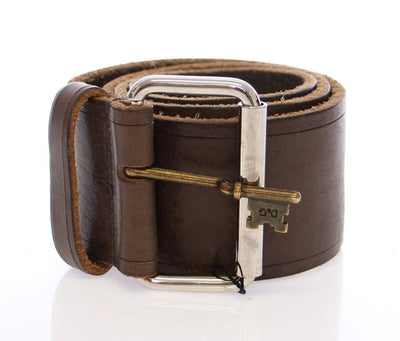 Brown Leather Logo Waist Belt