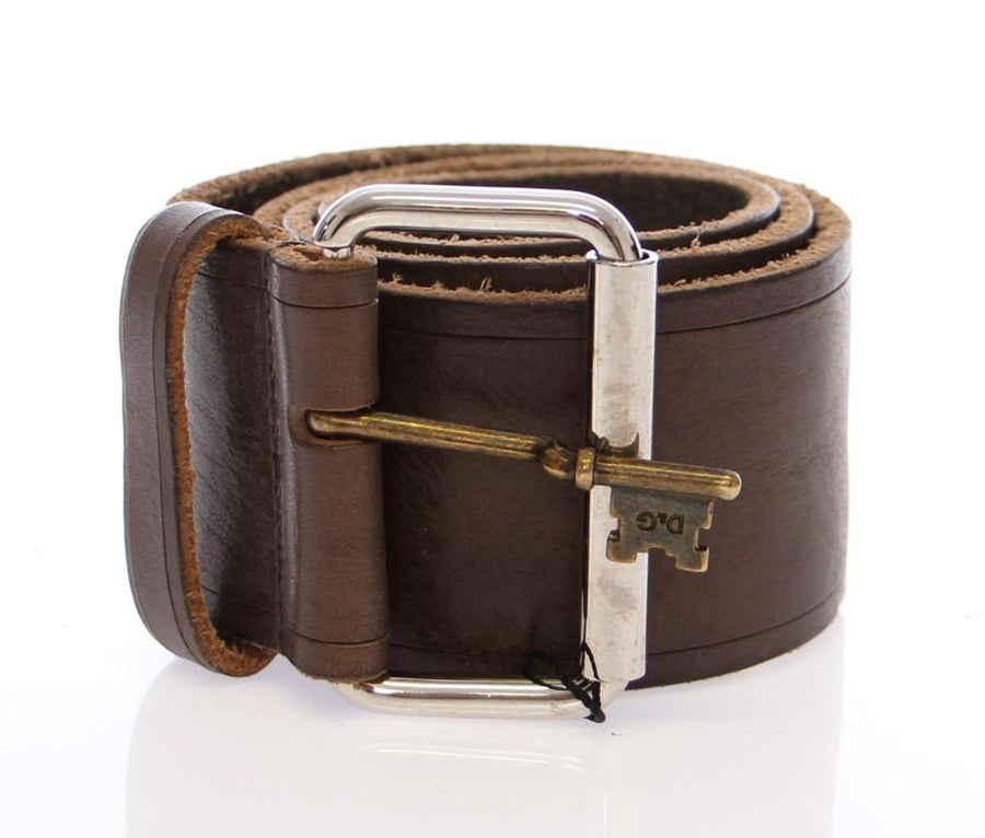 Brown Leather Logo Waist Belt