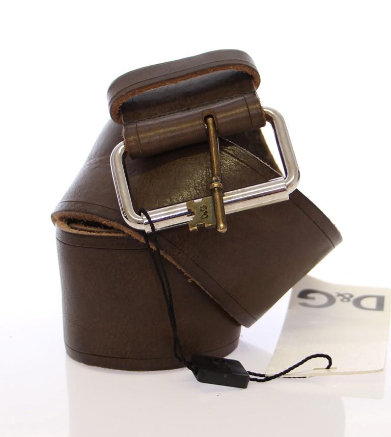 Brown Leather Logo Waist Belt