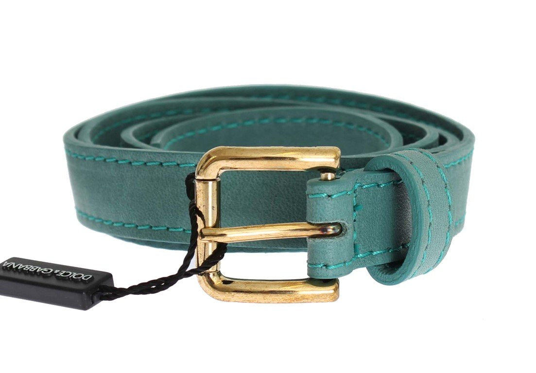 Blue Leather Gold Buckle Belt