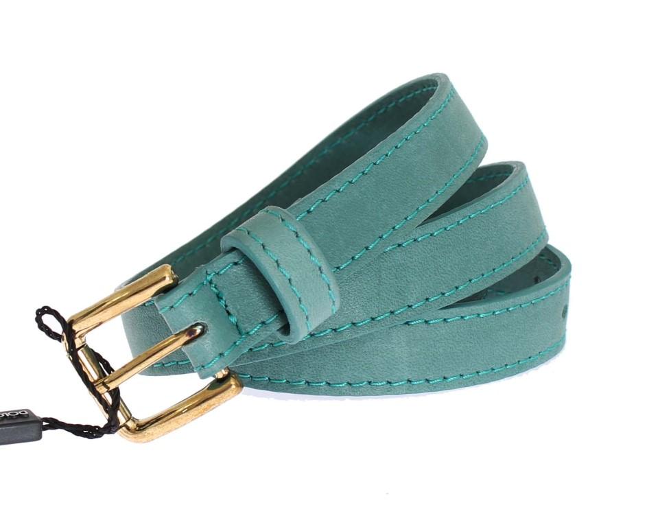 Blue Leather Gold Buckle Belt