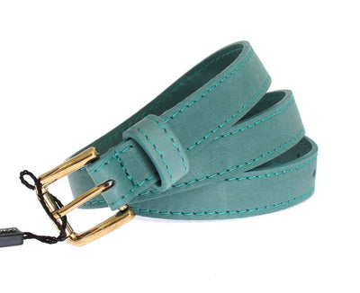 Blue Leather Gold Buckle Belt