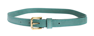 Blue Leather Gold Buckle Belt