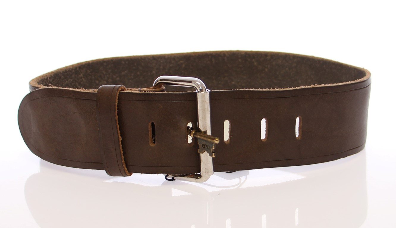 Brown Leather Logo Waist Belt
