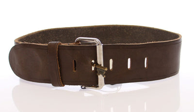 Brown Leather Logo Waist Belt