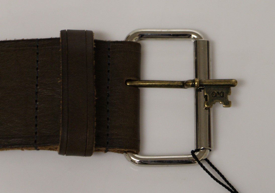 Brown Leather Logo Waist Belt