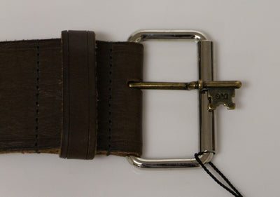 Brown Leather Logo Waist Belt