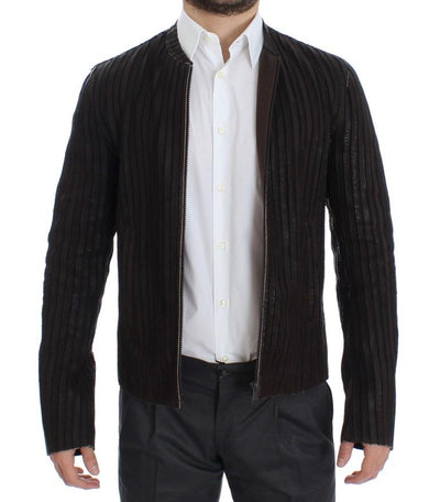Brown Leather Jacket Biker Coat