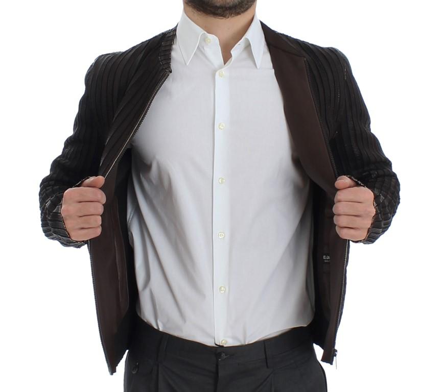 Brown Leather Jacket Biker Coat