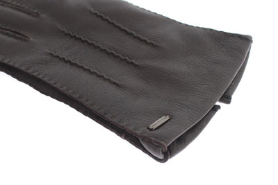 Gray Leather Cashmere Gloves