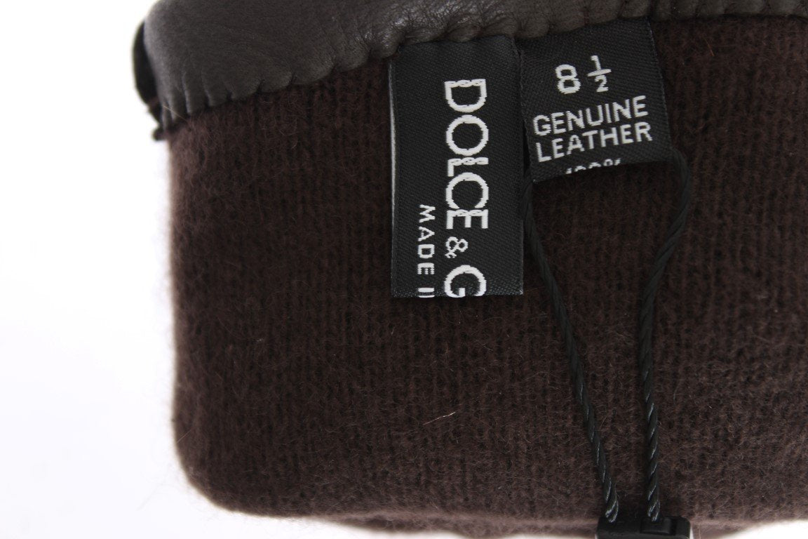 Gray Leather Cashmere Gloves