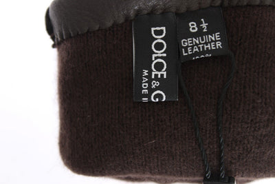 Gray Leather Cashmere Gloves