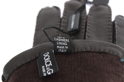 Gray Leather Cashmere Gloves