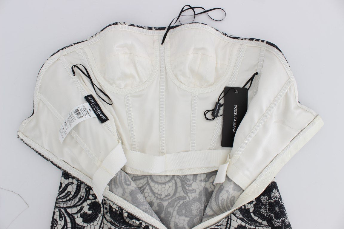 White Floral Lace Silk Corset Maxi Dress