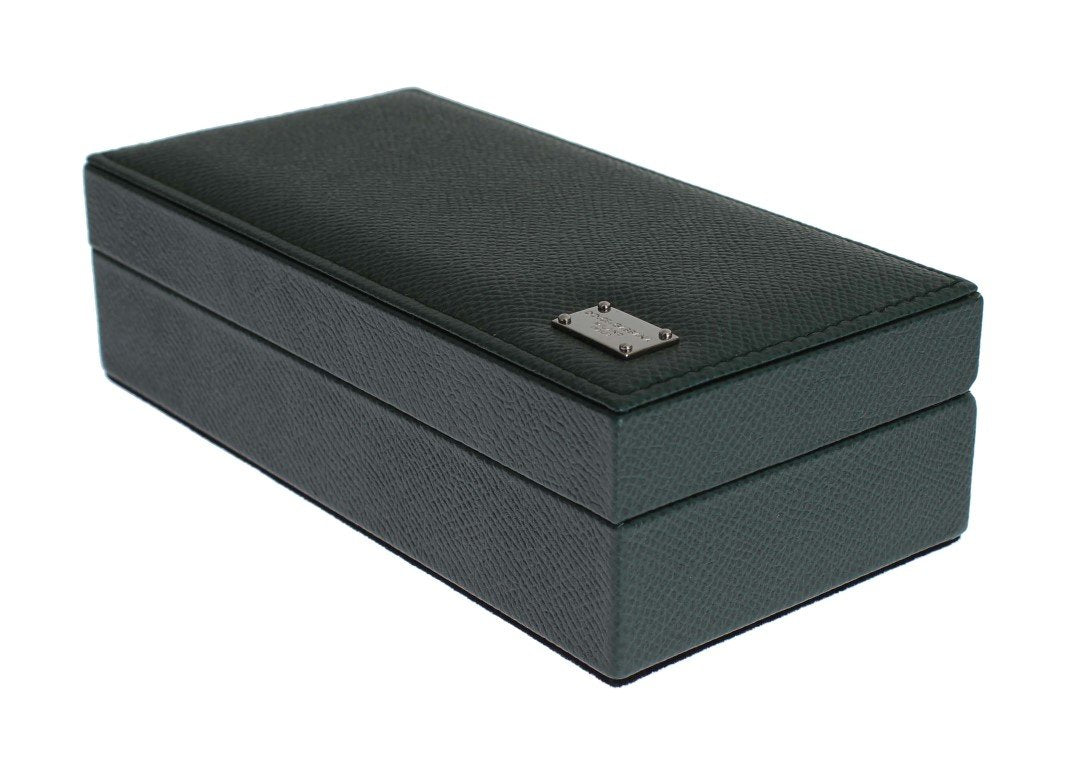 Green Leather Ring Cufflinks Organizer Box