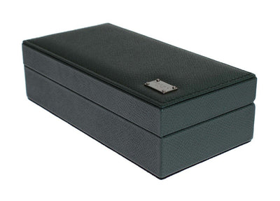 Green Leather Ring Cufflinks Organizer Box
