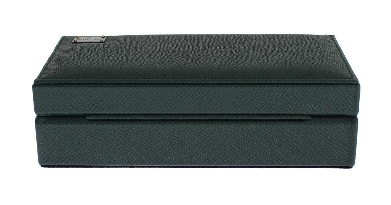 Green Leather Ring Cufflinks Organizer Box