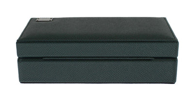 Green Leather Ring Cufflinks Organizer Box