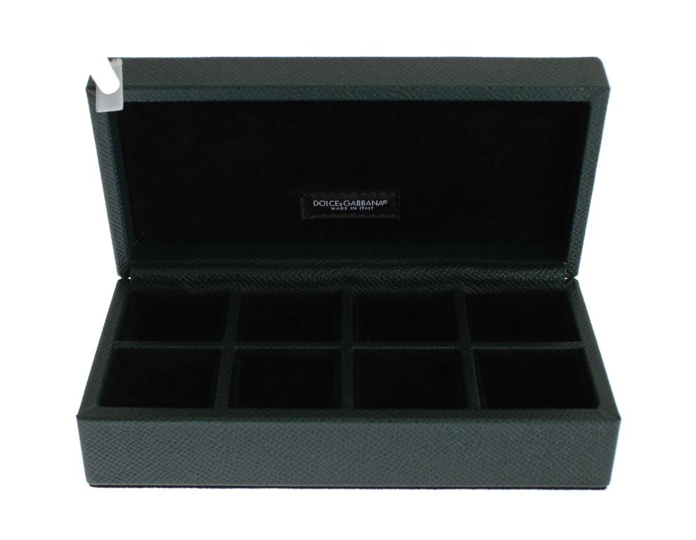 Green Leather Ring Cufflinks Organizer Box