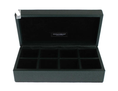 Green Leather Ring Cufflinks Organizer Box
