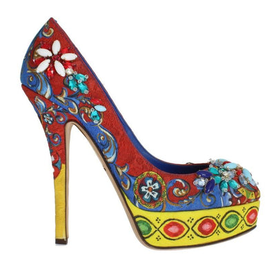 Carretto Brocade Crystal Platform Pumps