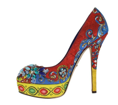 Carretto Brocade Crystal Platform Pumps