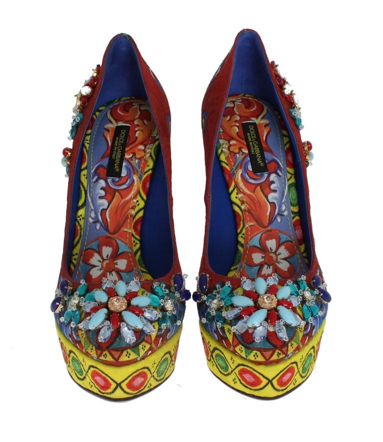 Carretto Brocade Crystal Platform Pumps