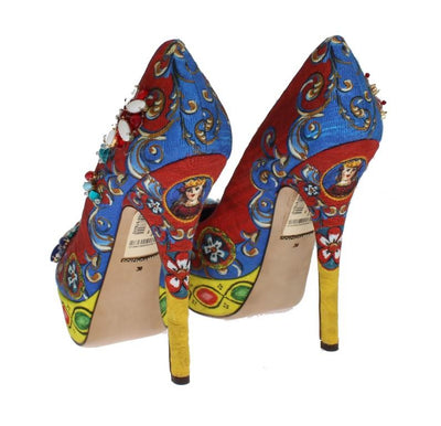 Carretto Brocade Crystal Platform Pumps