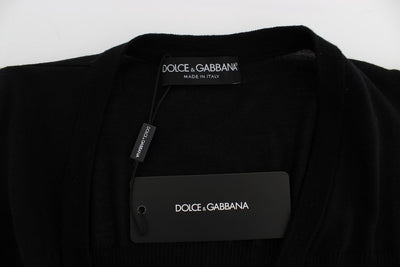 Black Wool Long Button Cardigan Sweater