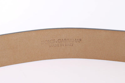 Blue Leather Dauphine Gold Buckle Belt
