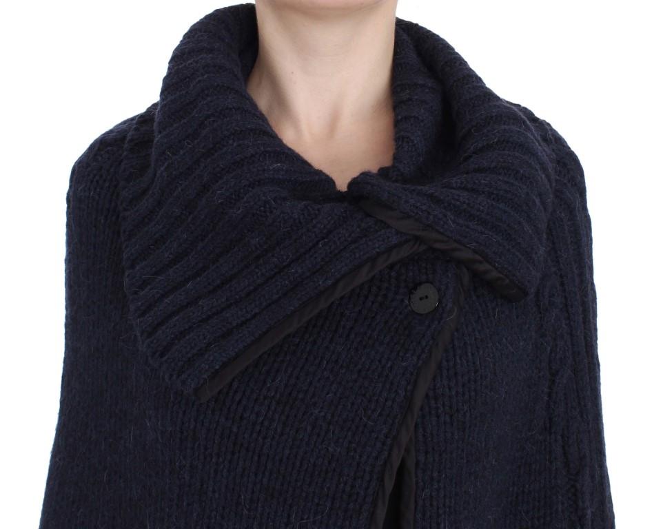 Blue Knitted Oversize Cape Sweater
