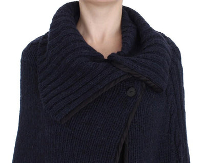 Blue Knitted Oversize Cape Sweater