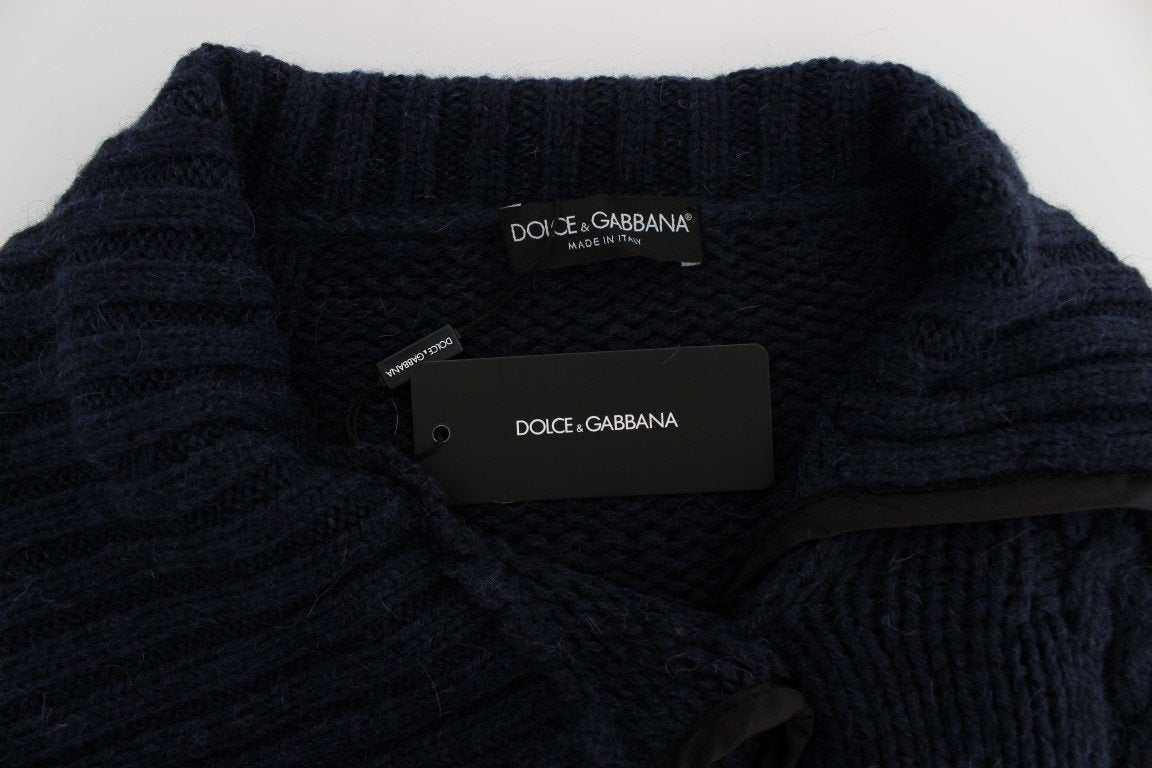 Blue Knitted Oversize Cape Sweater