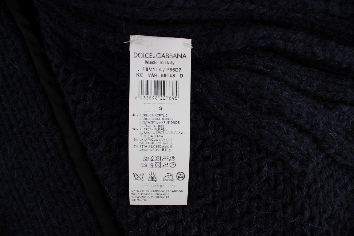 Blue Knitted Oversize Cape Sweater