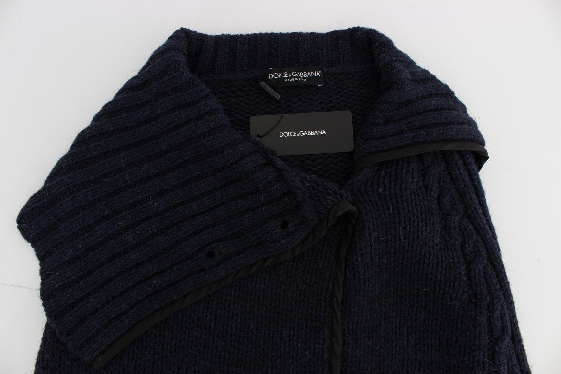 Blue Knitted Oversize Cape Sweater